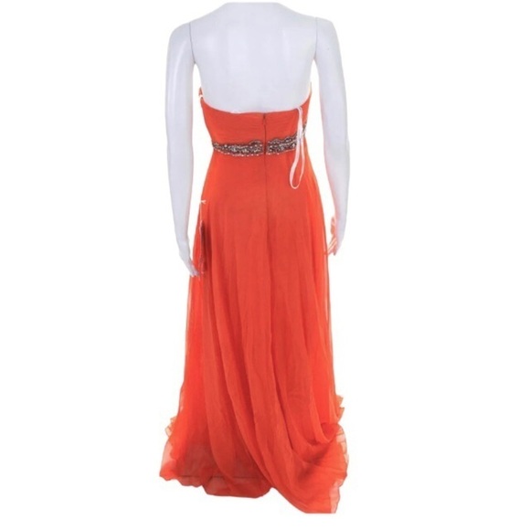 NWT Sherri Hill Maxi Dress Size 0 Orange Rhinestone Beaded Gown Style 3912 - Picture 3 of 8